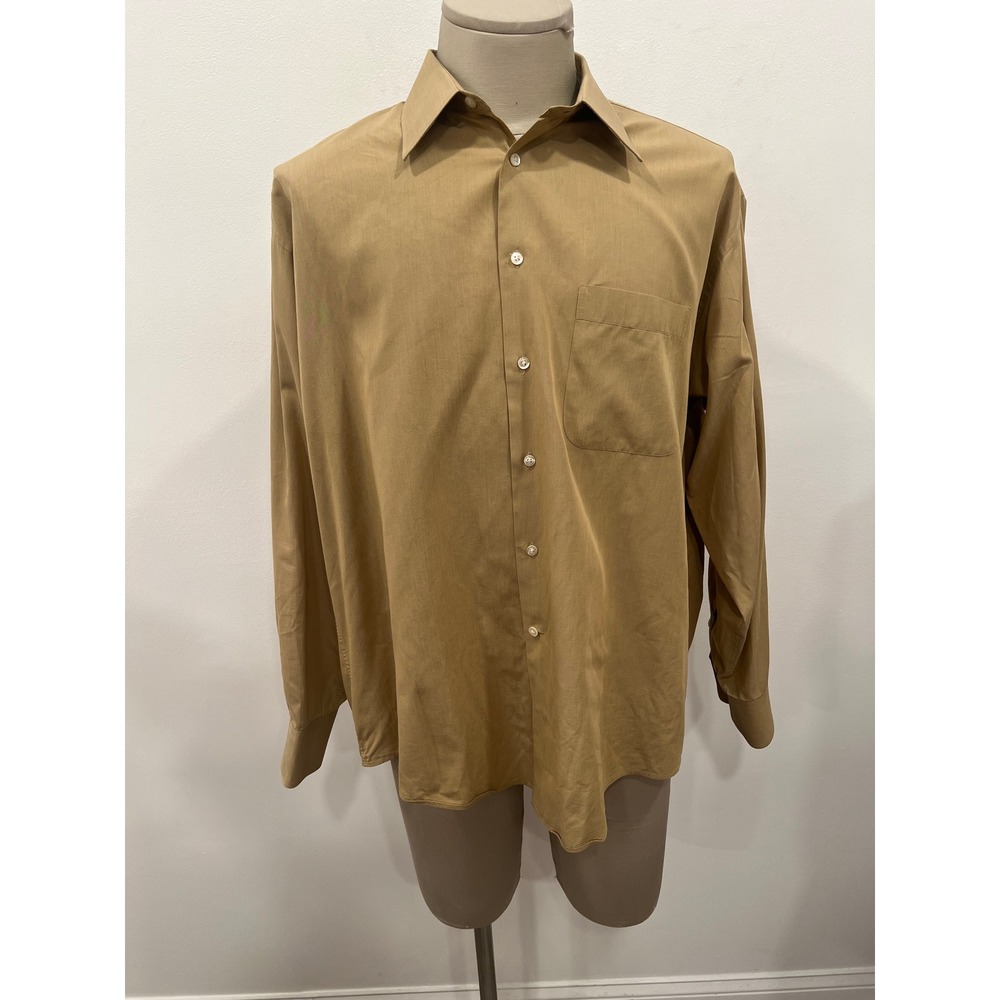 Mani Giorgio Armani Mens Dress Shirt SZ 17 34 35 Tan Long Sleeve Button Down XL